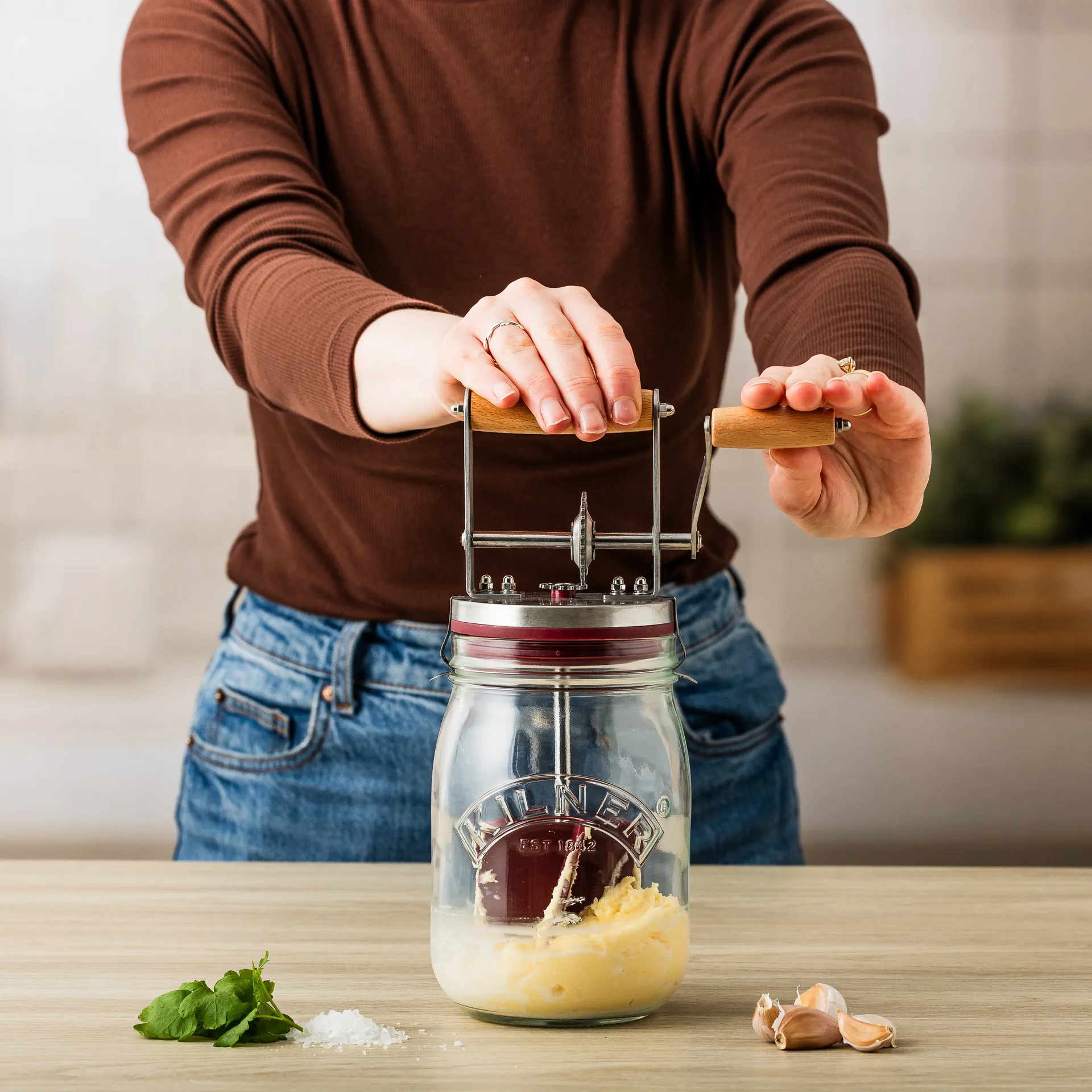 Kilner μηχανή για φτιάξιμο βουτύρου, Διαφανές-κόκκινο, 1 L Kilner
