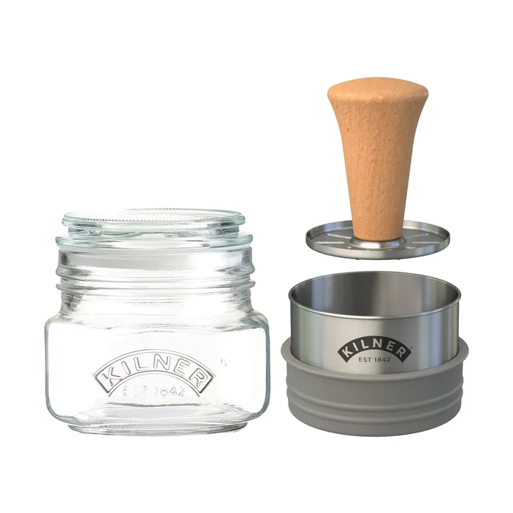 Σετ δοχείων αποθήκευσης Kilner Mash & Store - Διάφανο-ανοξείδωτος χάλυβας-ξύλο, 0,5 L - Kilner