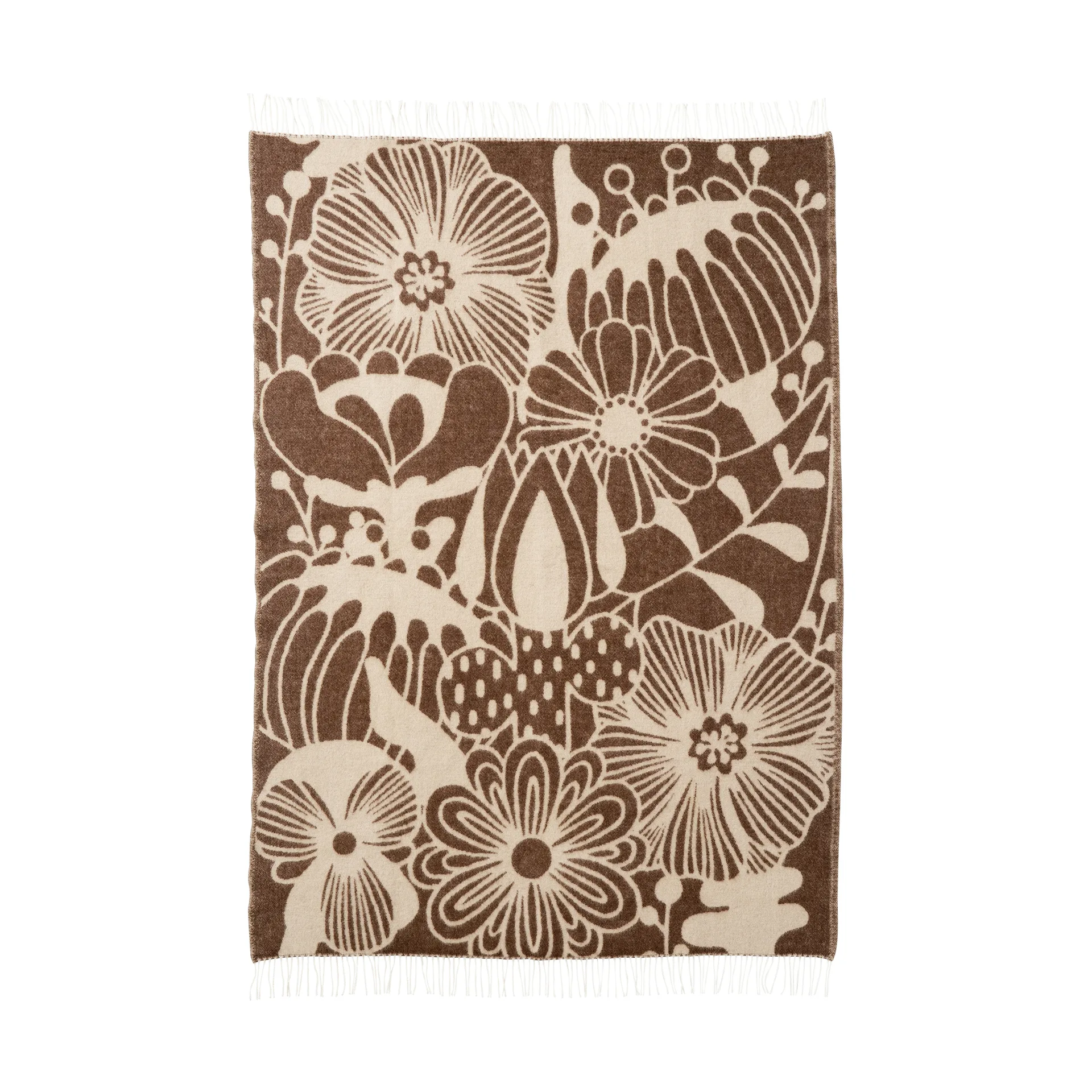 Blomranka μάλλινη κουβέρτα, Brown-beige, 130x200 εκ. Klippan Yllefabrik