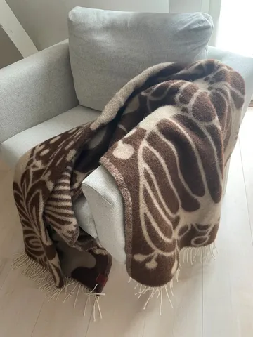 Blomranka μάλλινη κουβέρτα - Brown-beige, 130x200 εκ. - Klippan Yllefabrik
