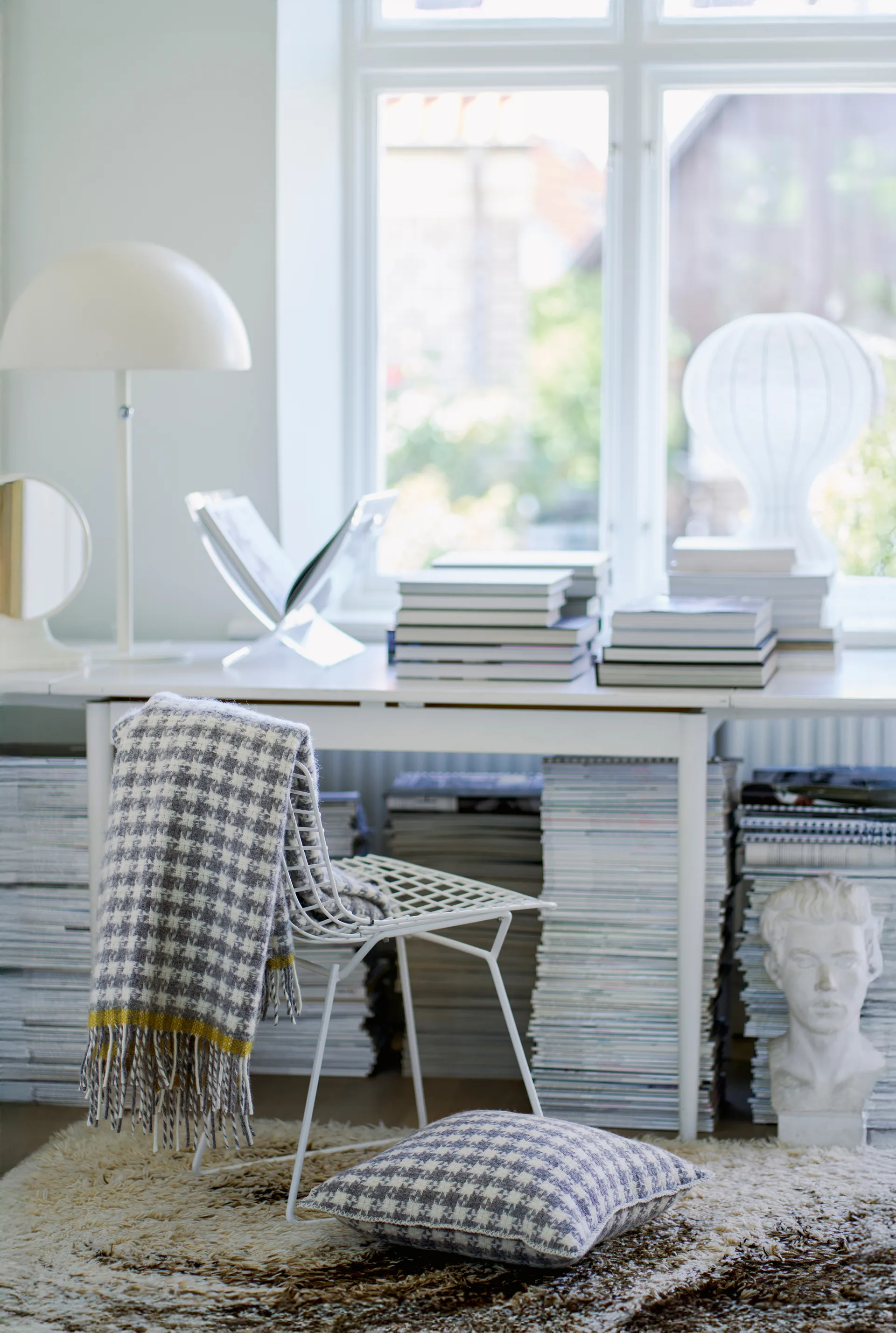 Dogtooth μάλλινο κάλυμμα 130x200 εκ., Grey-yellow Klippan Yllefabrik