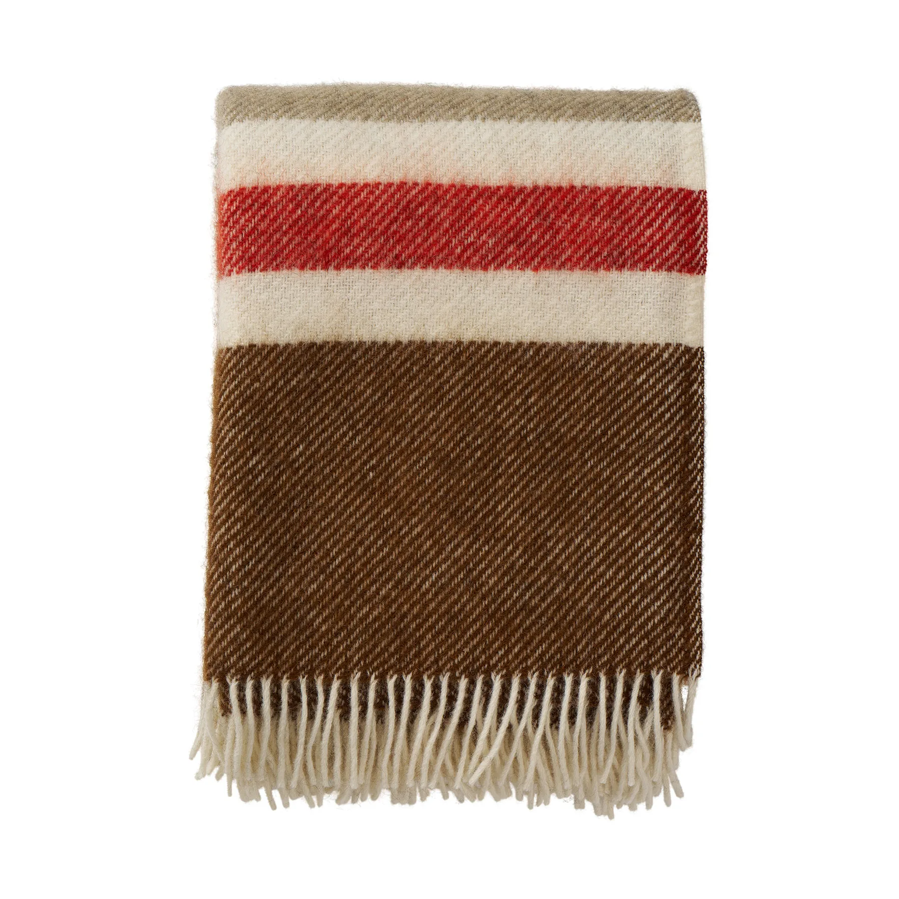 Gotland Stripe κουβέρτα από μαλλί 130x200 εκ., Brown-beige-red Klippan Yllefabrik