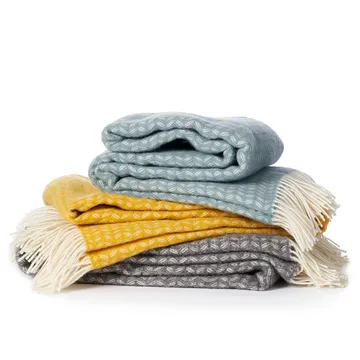 Leaf μάλλινο ριχτάρι - κίτρινο - Klippan Yllefabrik