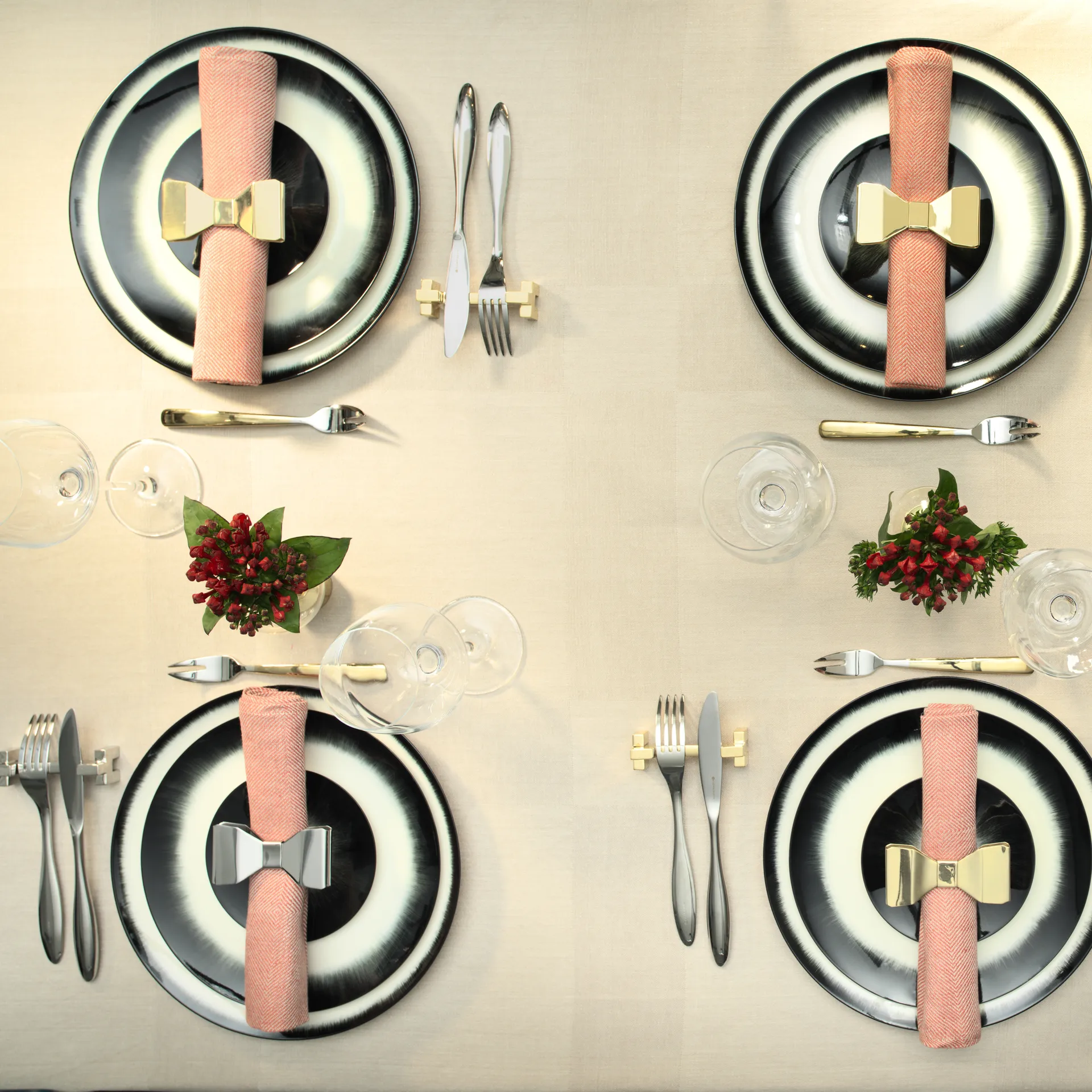 Bowie δαχτυλίδι χαρτοπετσέτας 2 τεμάχια, Ορειχάλκινο KLONG