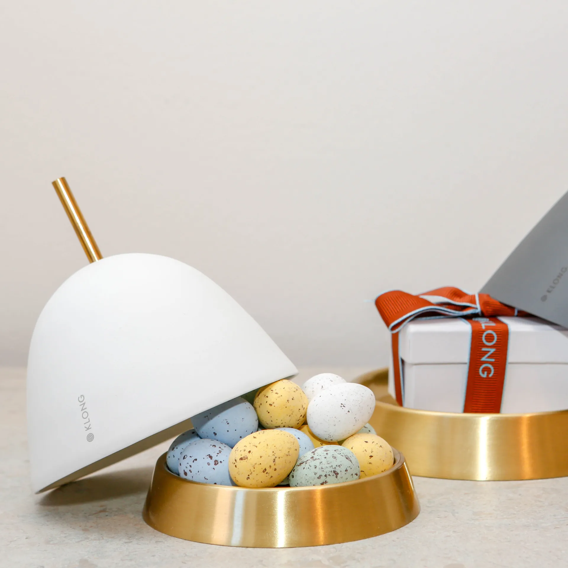 Gömma αποθηκευτικό δοχείο 12 cm, λευκό-ορείχαλκος KLONG