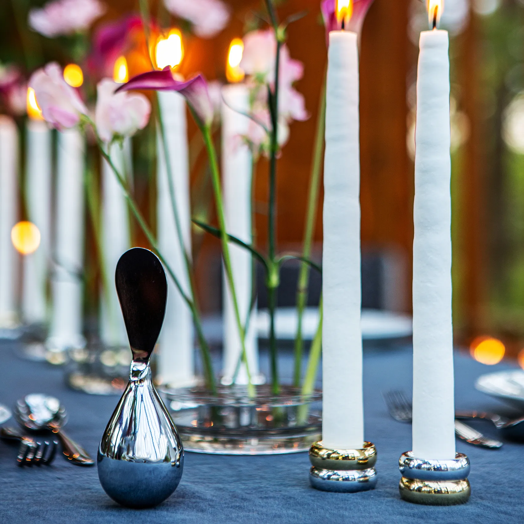 Marriage Duo κηροπήγια 2 τεμάχια, ορείχαλκος-ασημί KLONG