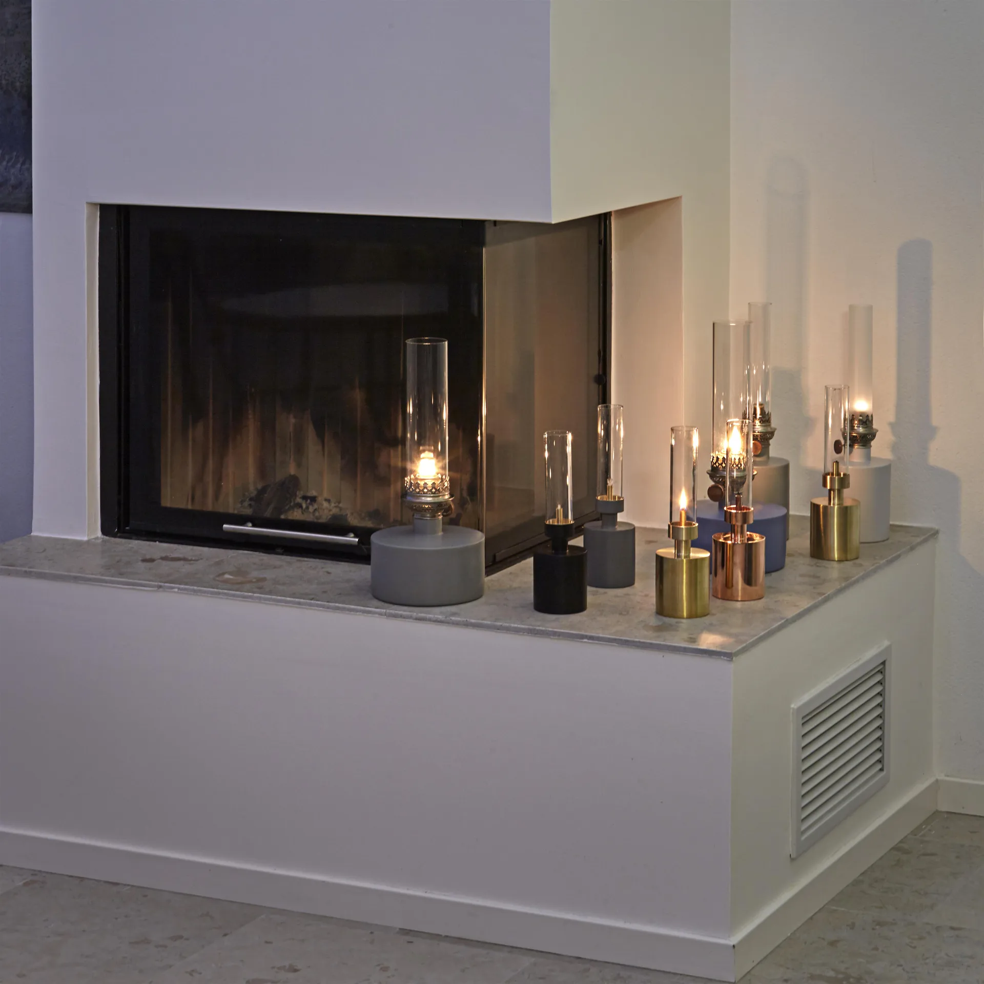 Patina λάμπα πετρελαίου, μεγάλη, γκρι KLONG