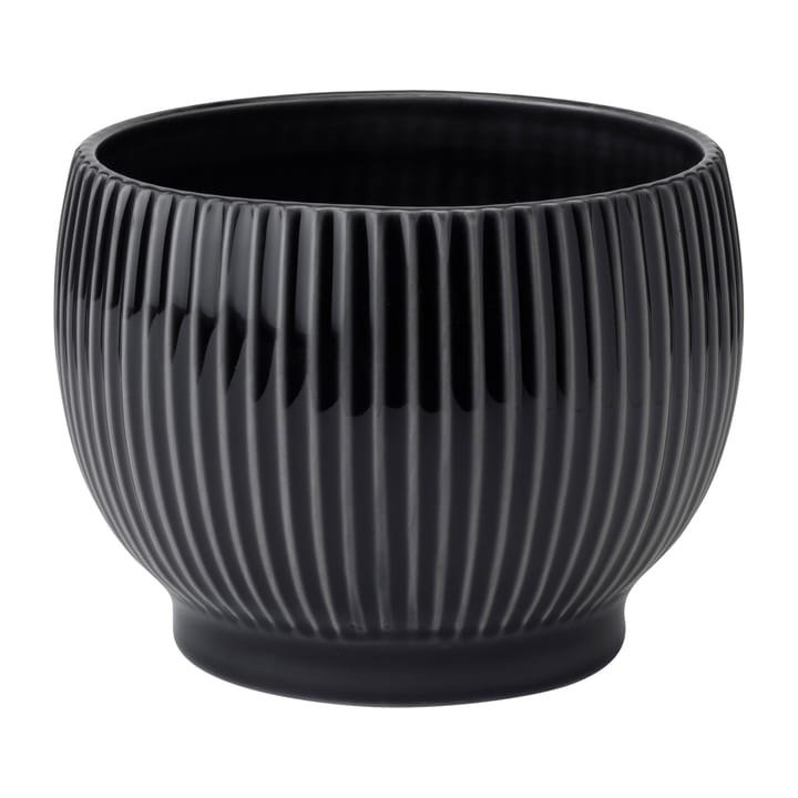 Knabstrup γλάστρα με ραβδώσεις 16,5 cm - Μαύρο - Knabstrup Keramik
