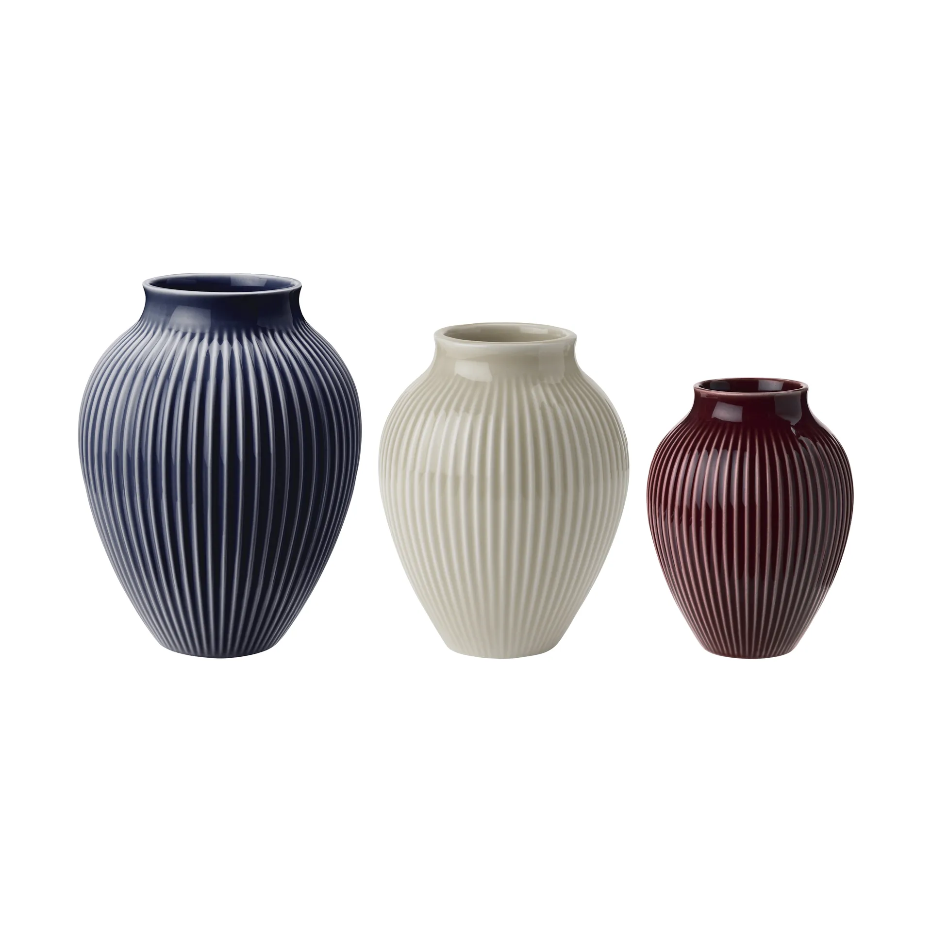 Knabstrup βάζο ριμπ Συσκευασία 3 τεμαχίων, Berry-sand-dark blue Knabstrup Keramik