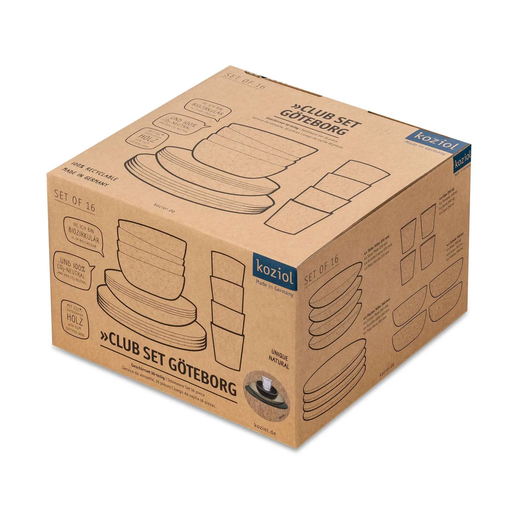 Club Göteborg σετ 16 τεμαχίων biocirk θερμοπλαστικό, Multi Koziol