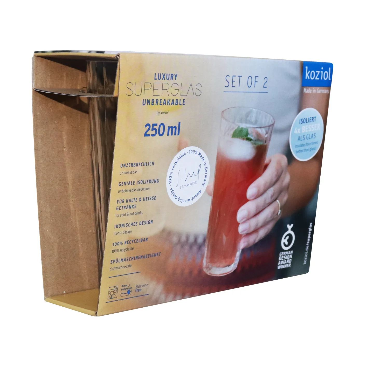 Ποτήρι Club No. 19 πλαστικό 25 cl, συσκευασία 2 τεμαχίων., Κρυστάλλινο Koziol