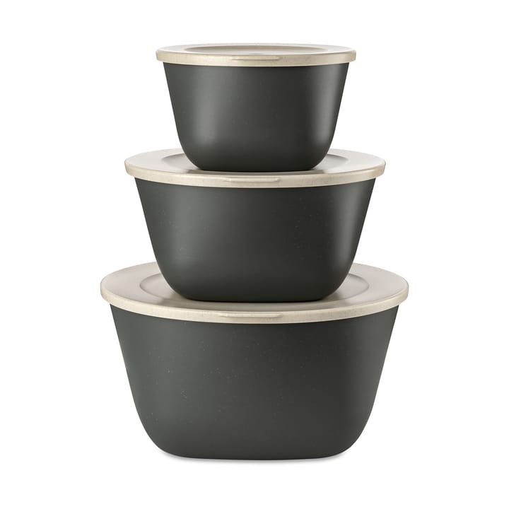 Connect Stockholm bowl with lid set of 3 - Natural ash γκρι - Koziol
