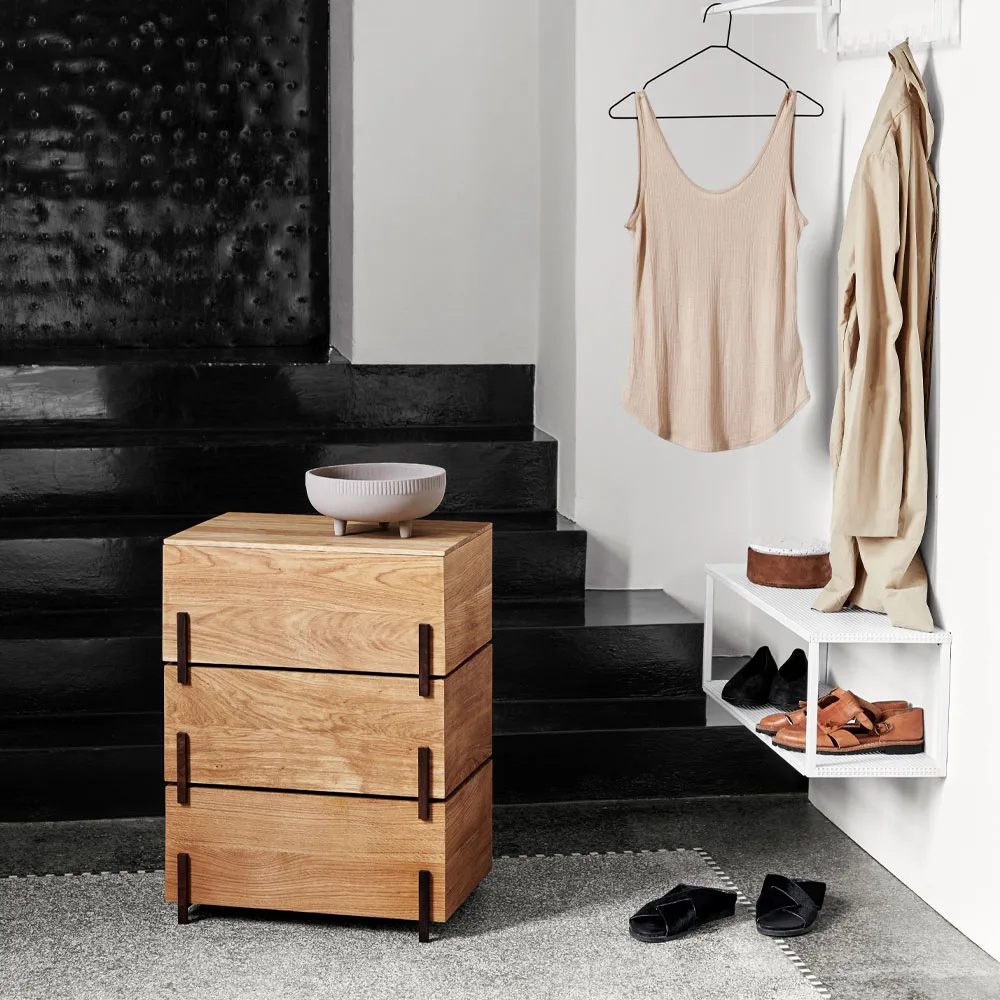 Κουτιά αποθήκευσης για στοίβαξη, Δρυς 3 τεμάχια, πόδια από σκουρόχρωμη λαδωμένη καρυδιά Kristina Dam Studio