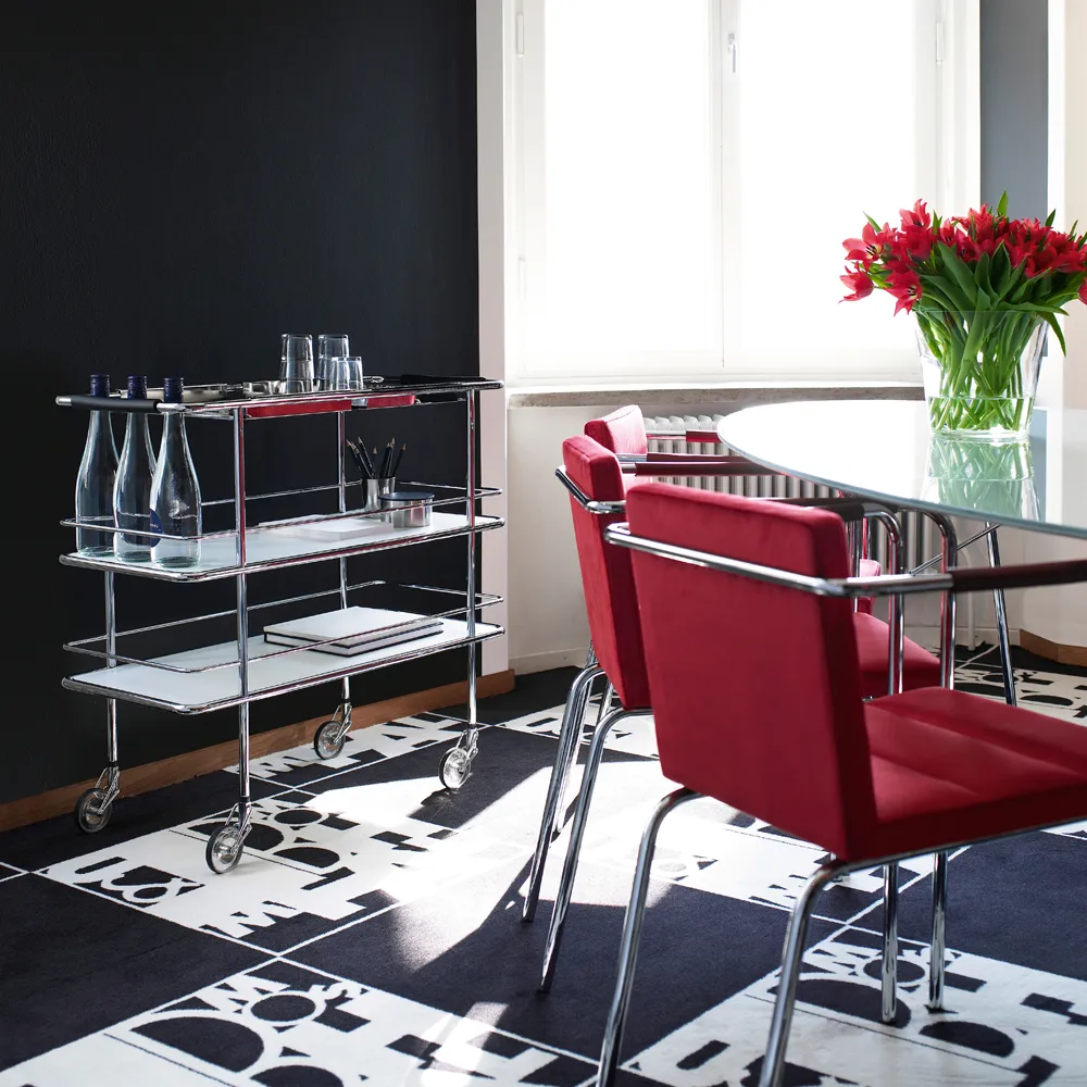 Cargo τρόλεϊ σερβιρίσματος, Ματ γυαλί-χρώμιο Lammhults