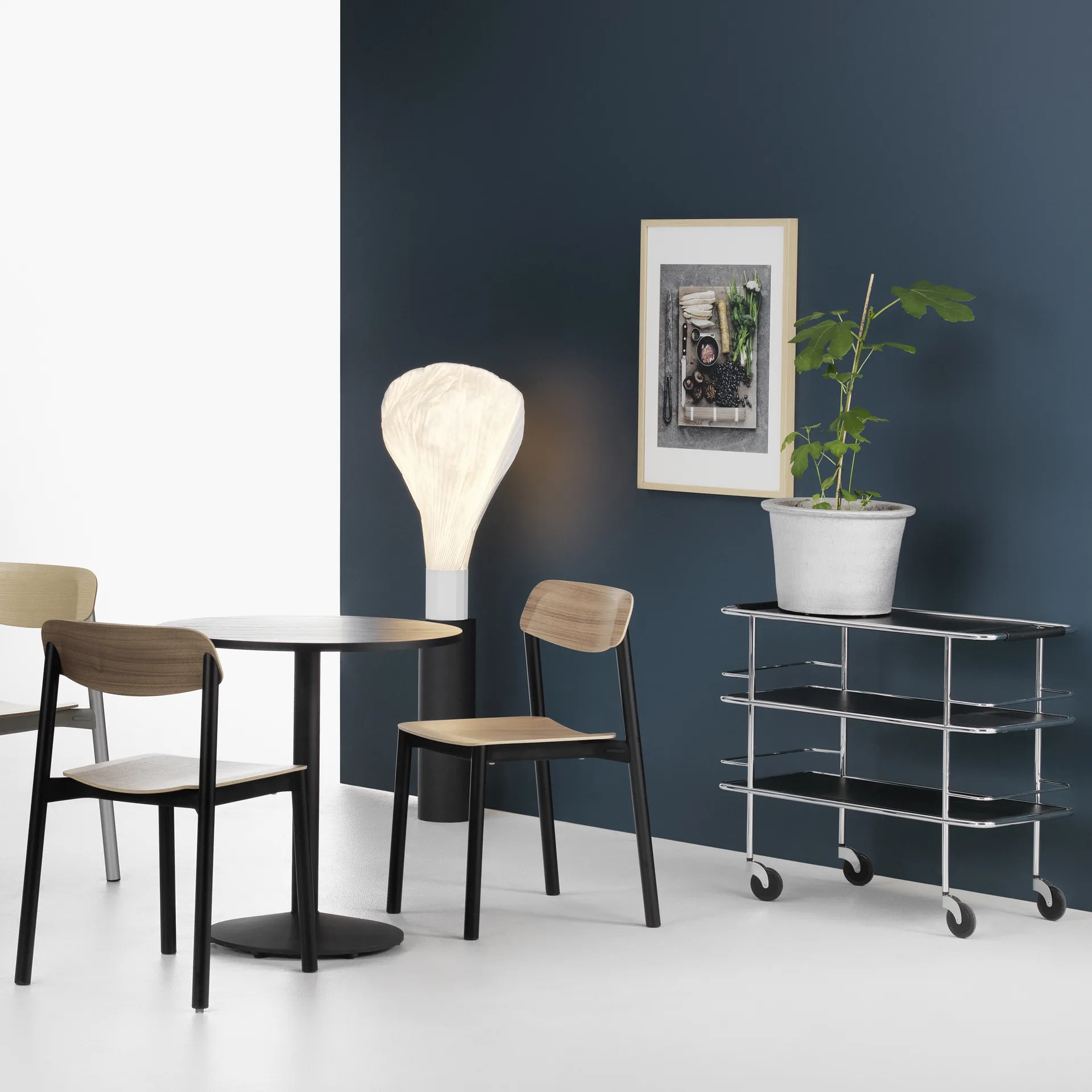 Cargo τρόλεϊ σερβιρίσματος, Ματ γυαλί-χρώμιο Lammhults