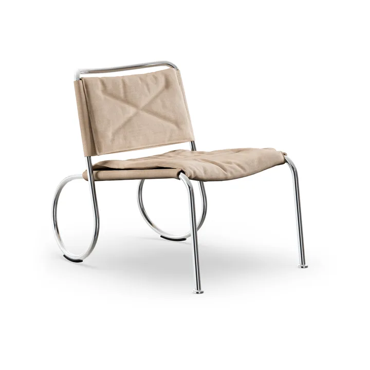 Καρέκλα Corso easy chair - Λινό ύφασμα natur-χρώμιο - Lammhults