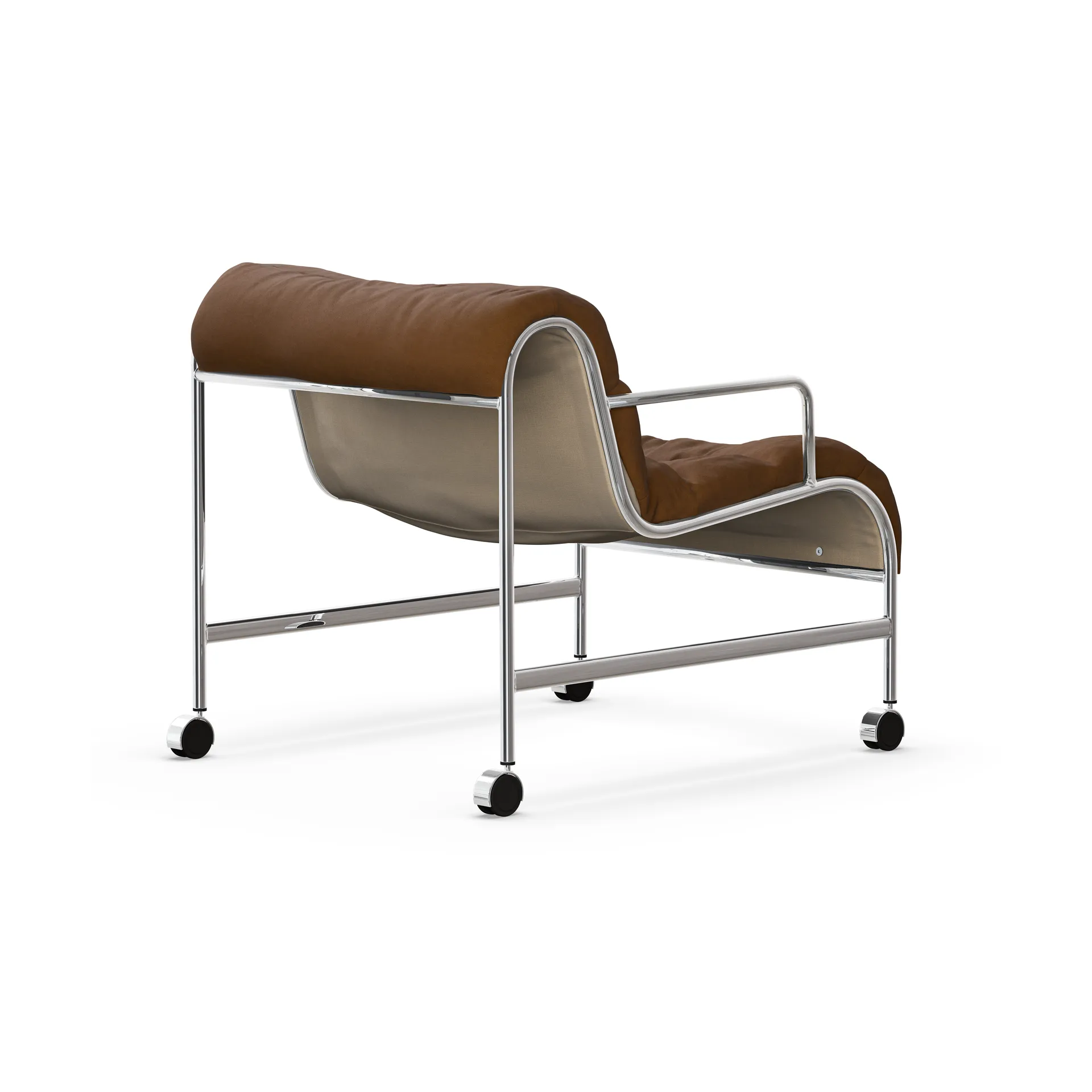 Sunny πολυθρόνα με μπράτσα, Βιντάρ καφέ-χρωματισμένο σε χρώμιο βάση με ρόδες Lammhults