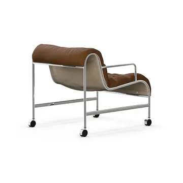 Sunny πολυθρόνα με μπράτσα - Βιντάρ καφέ-χρωματισμένο σε χρώμιο βάση με ρόδες - Lammhults