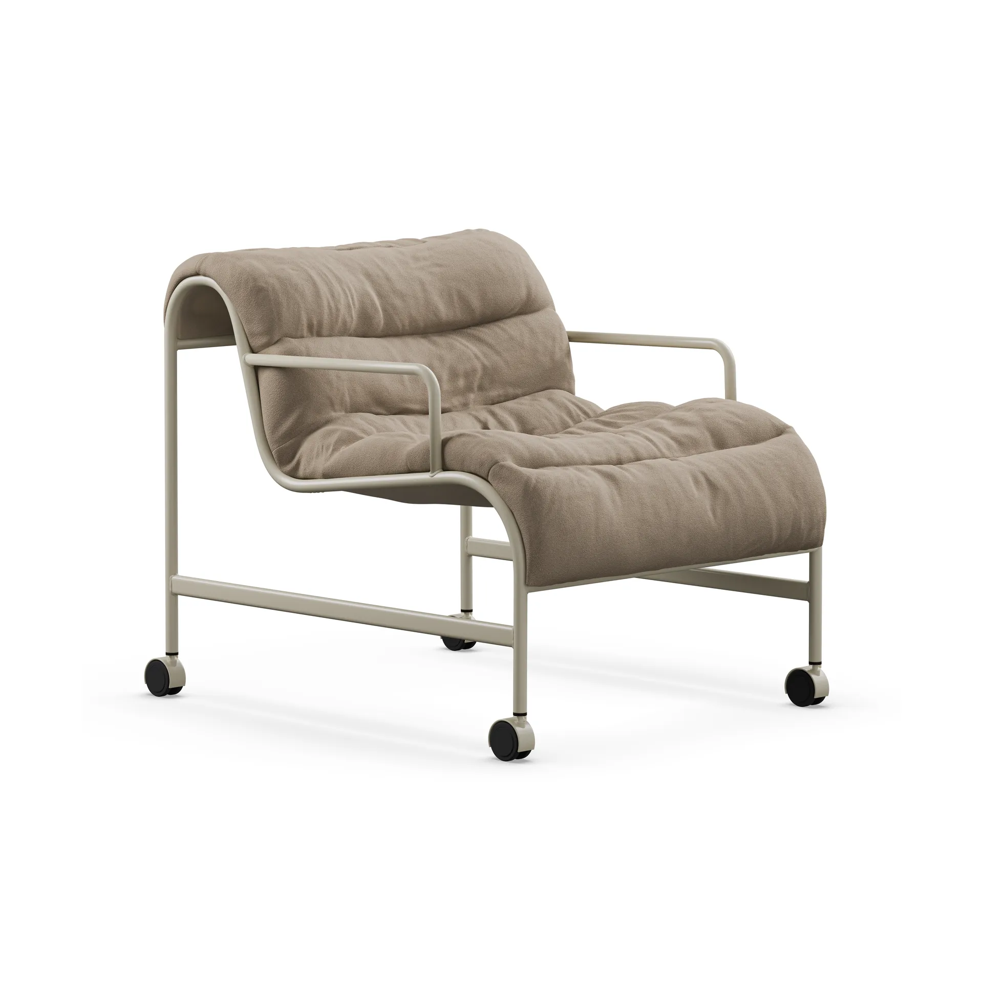 Sunny πολυθρόνα με μπράτσα, Banrum Hemp-beige υφής βάση με ρόδες Lammhults