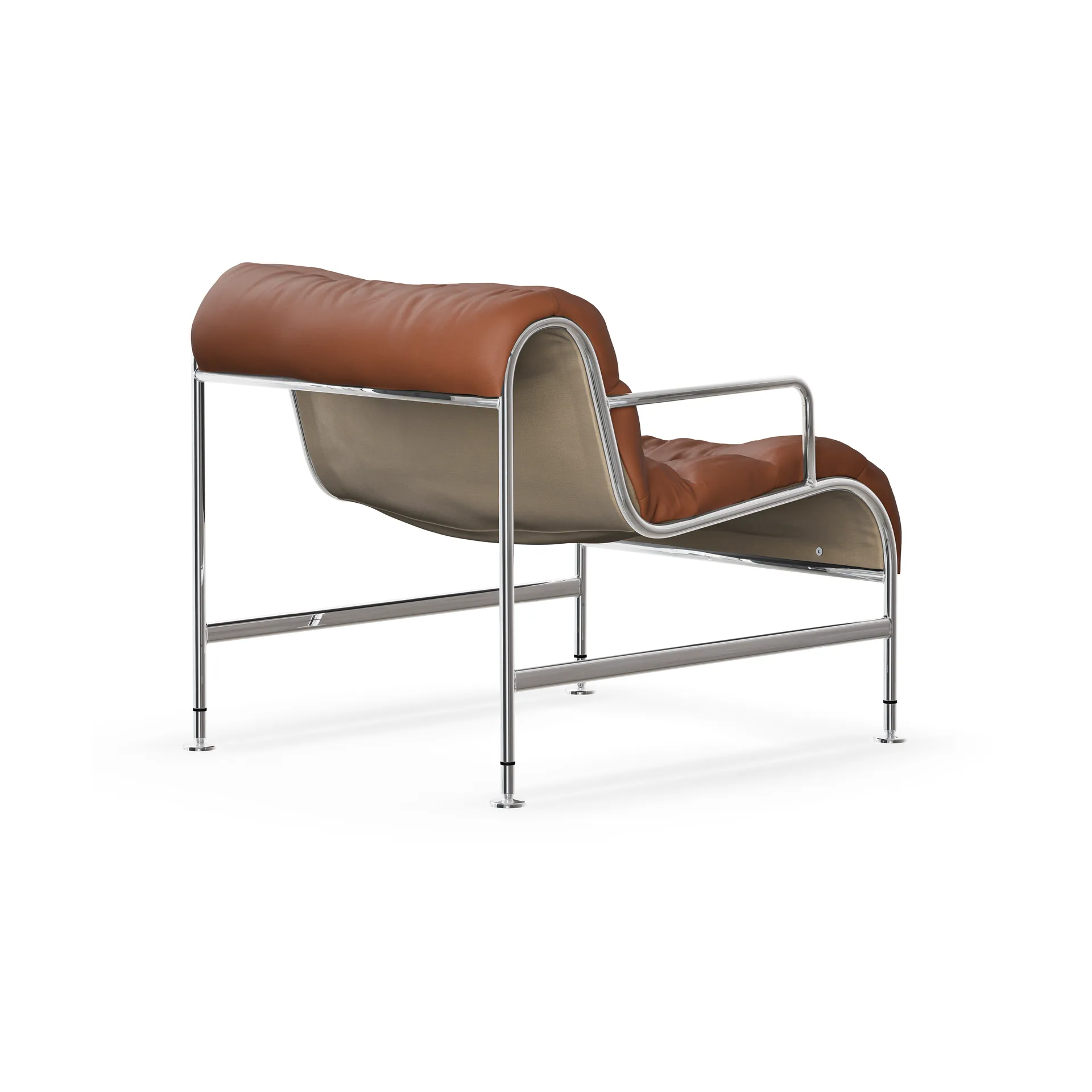 Sunny πολυθρόνα με μπράτσα, Δέρμα Cognac-χρωμίου σκελετός Lammhults