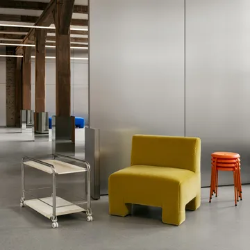 Tension καρότσι με ροδάκια - Χρώμιο-beige-beige δερμάτινο χαλί - Lammhults