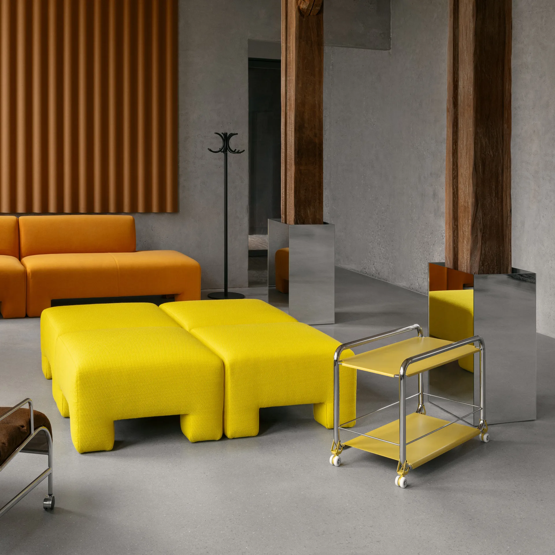 Tension καρότσι με ροδάκια, Krom-signal yellow Lammhults