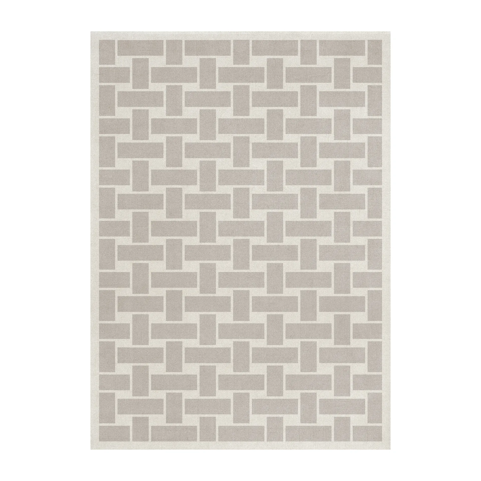60S Geo Basket Weave μάλλινο χαλί, Oatmeal-180x270 cm Layered
