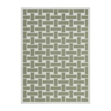 60S Geo Basket Weave μάλλινο χαλί - Olive-180x270 cm - Layered