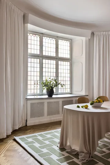 60S Geo Basket Weave μάλλινο χαλί - Olive-180x270 cm - Layered