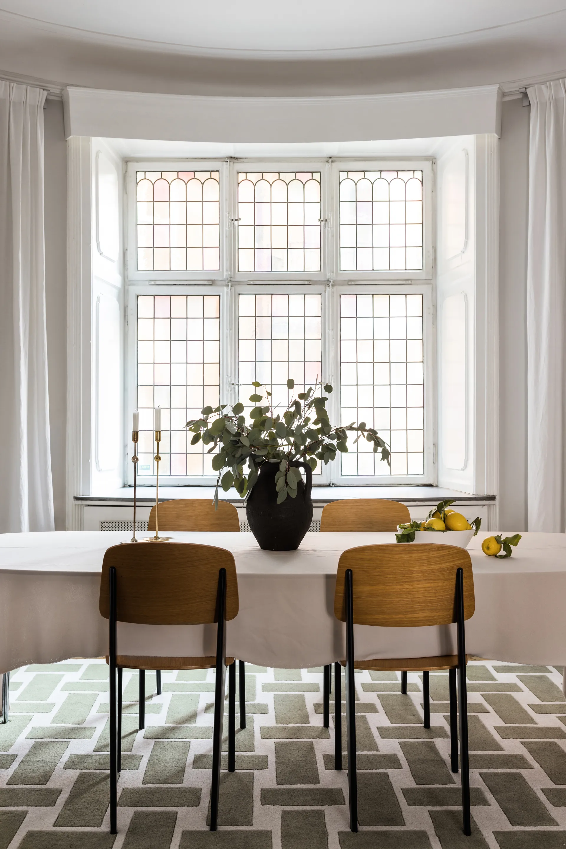 60S Geo Basket Weave μάλλινο χαλί, Olive-180x270 cm Layered