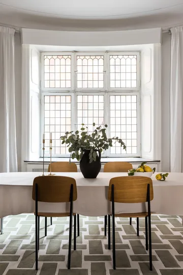 60S Geo Basket Weave μάλλινο χαλί - Olive-180x270 cm - Layered