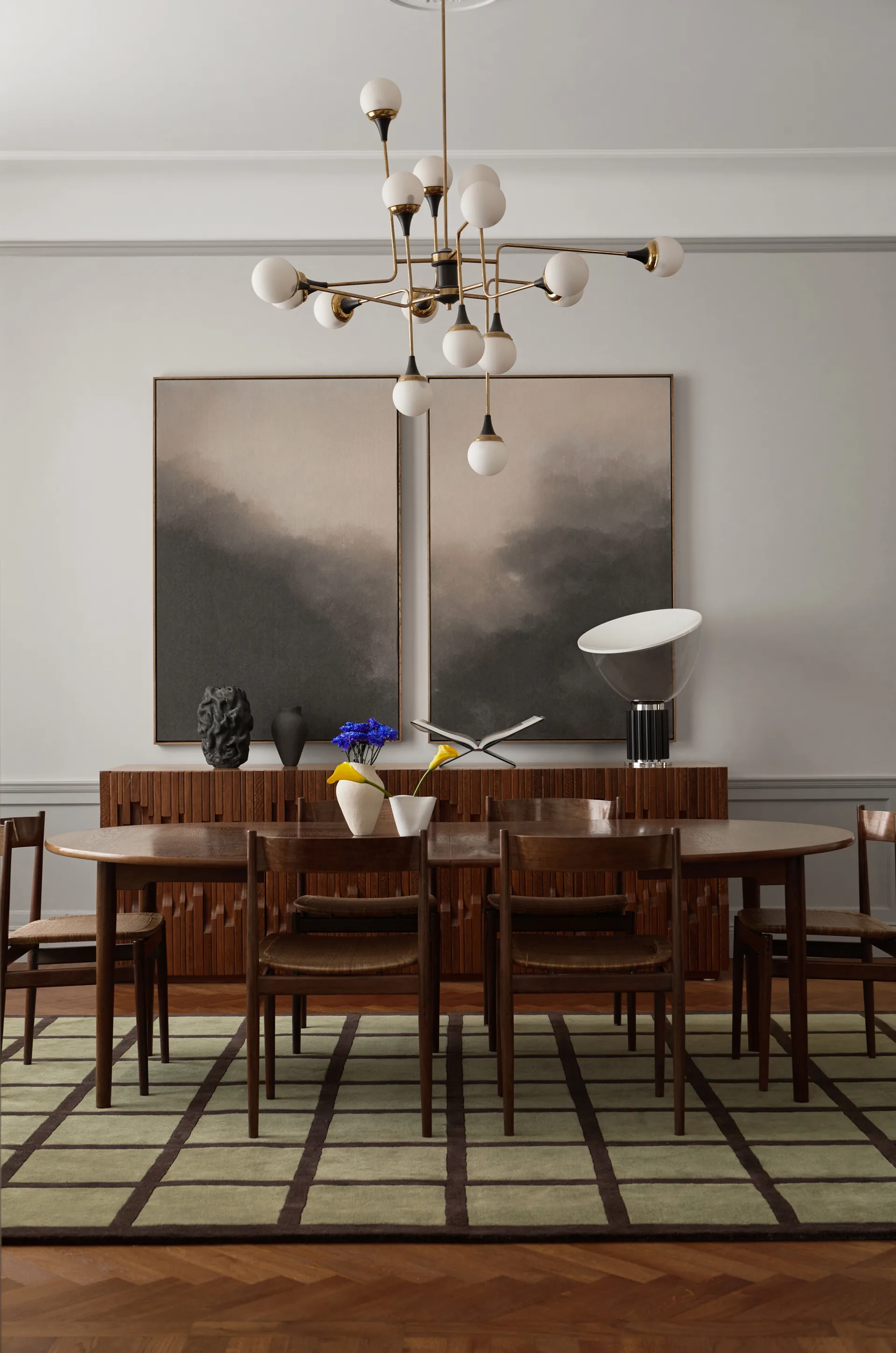 Μάλλινο χαλί Avenue Checked, Olive-180x270 cm Layered