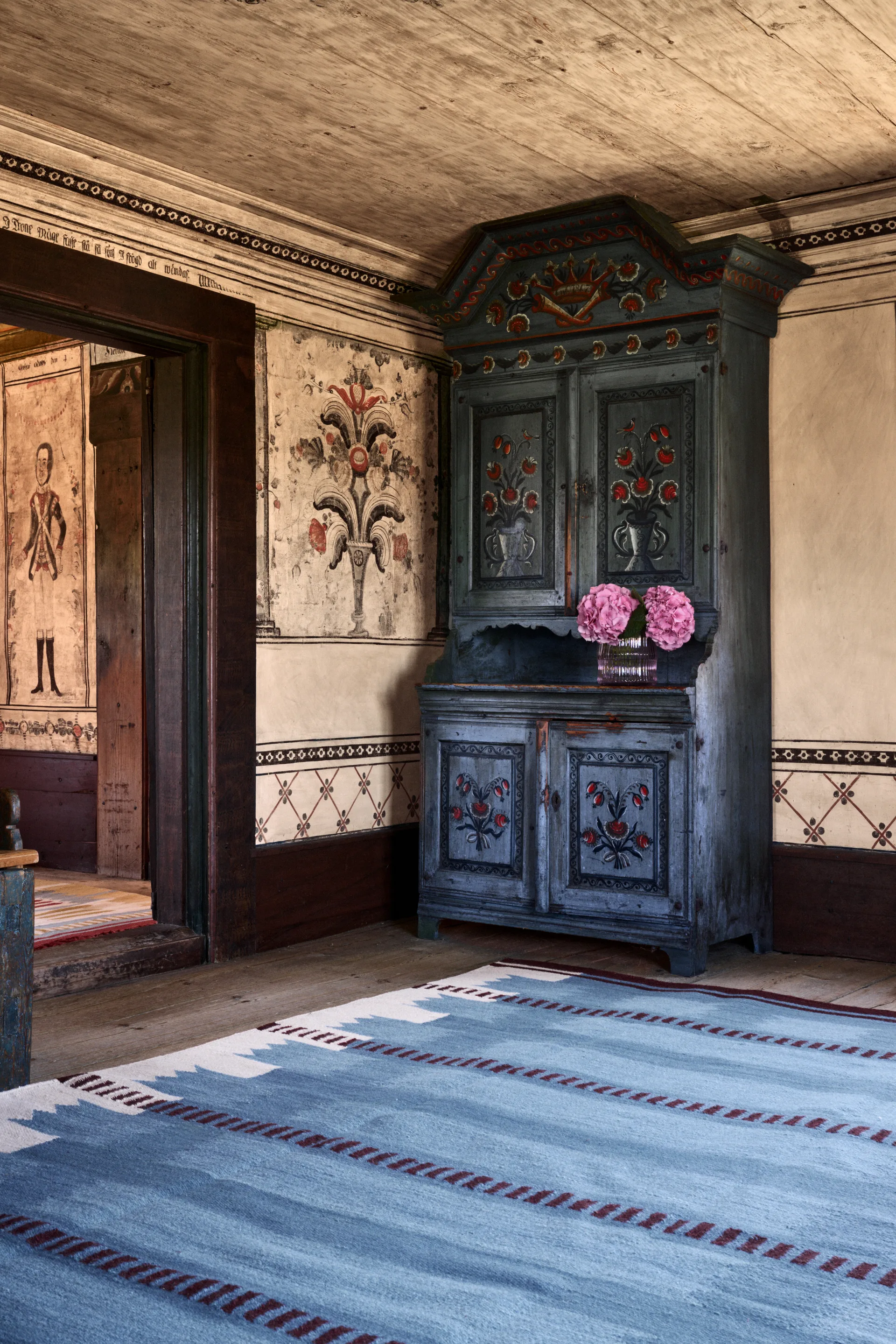 Röllakan Iris μάλλινο χαλί, Petrol, 250x350 cm Layered