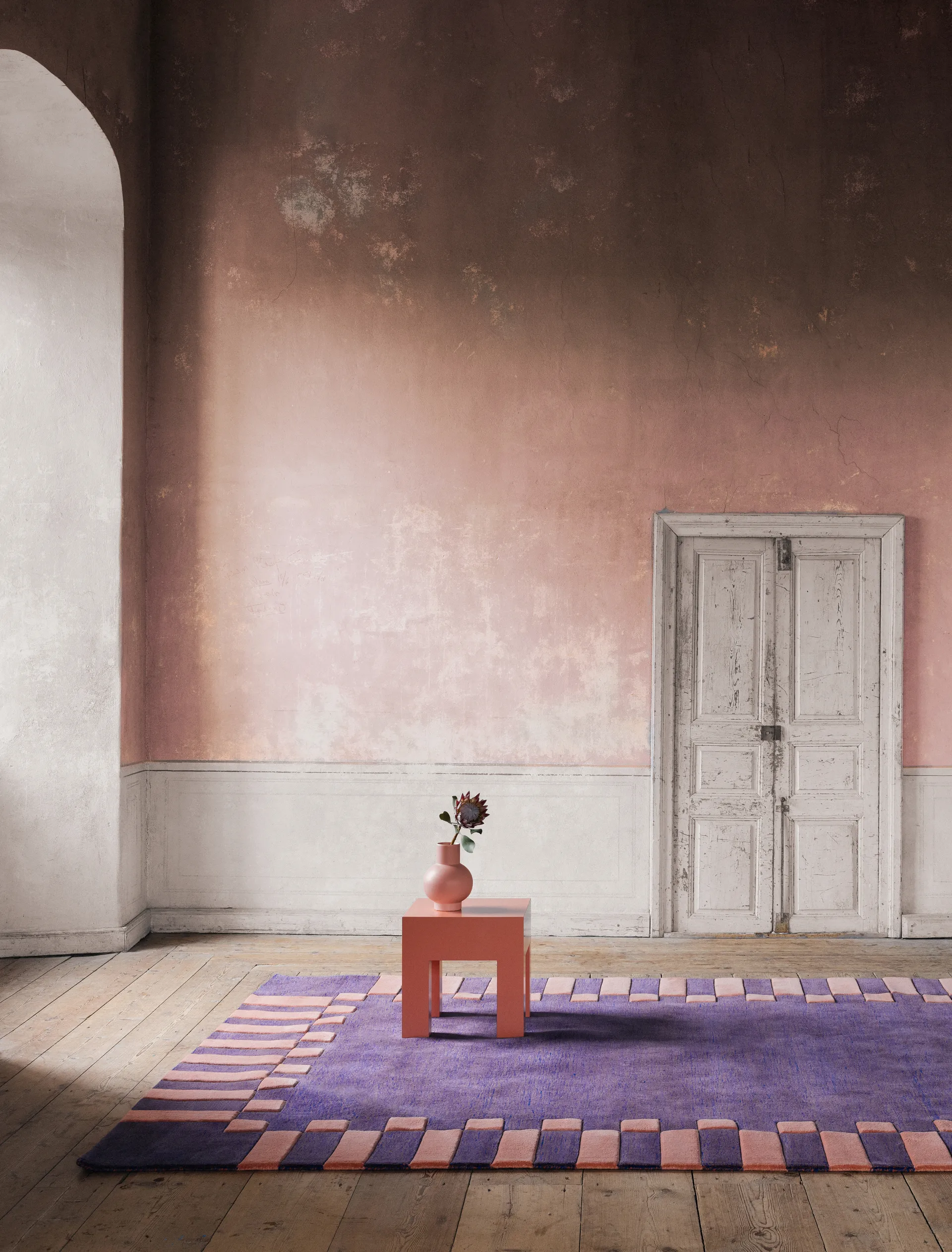 Μάλλινο χαλί Teklan frame, Cobalt salmon, 180x270 cm Layered