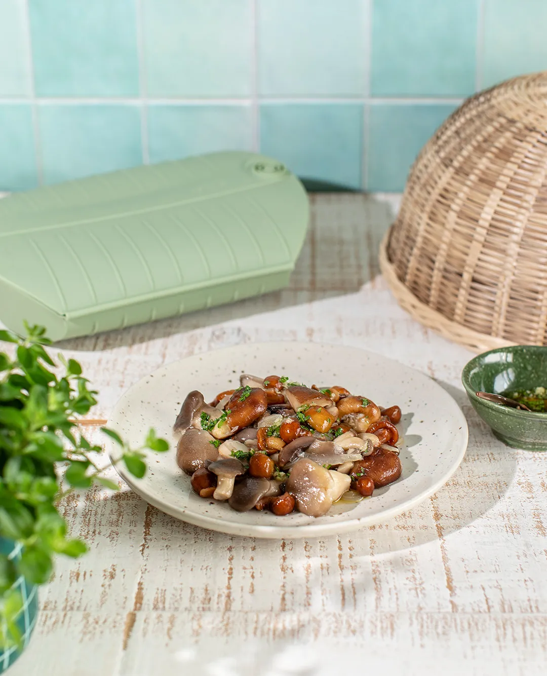 Lékué ατμομάγειρας, Πράσινο, με δίσκο, σετ 4 τεμαχίων Lékué