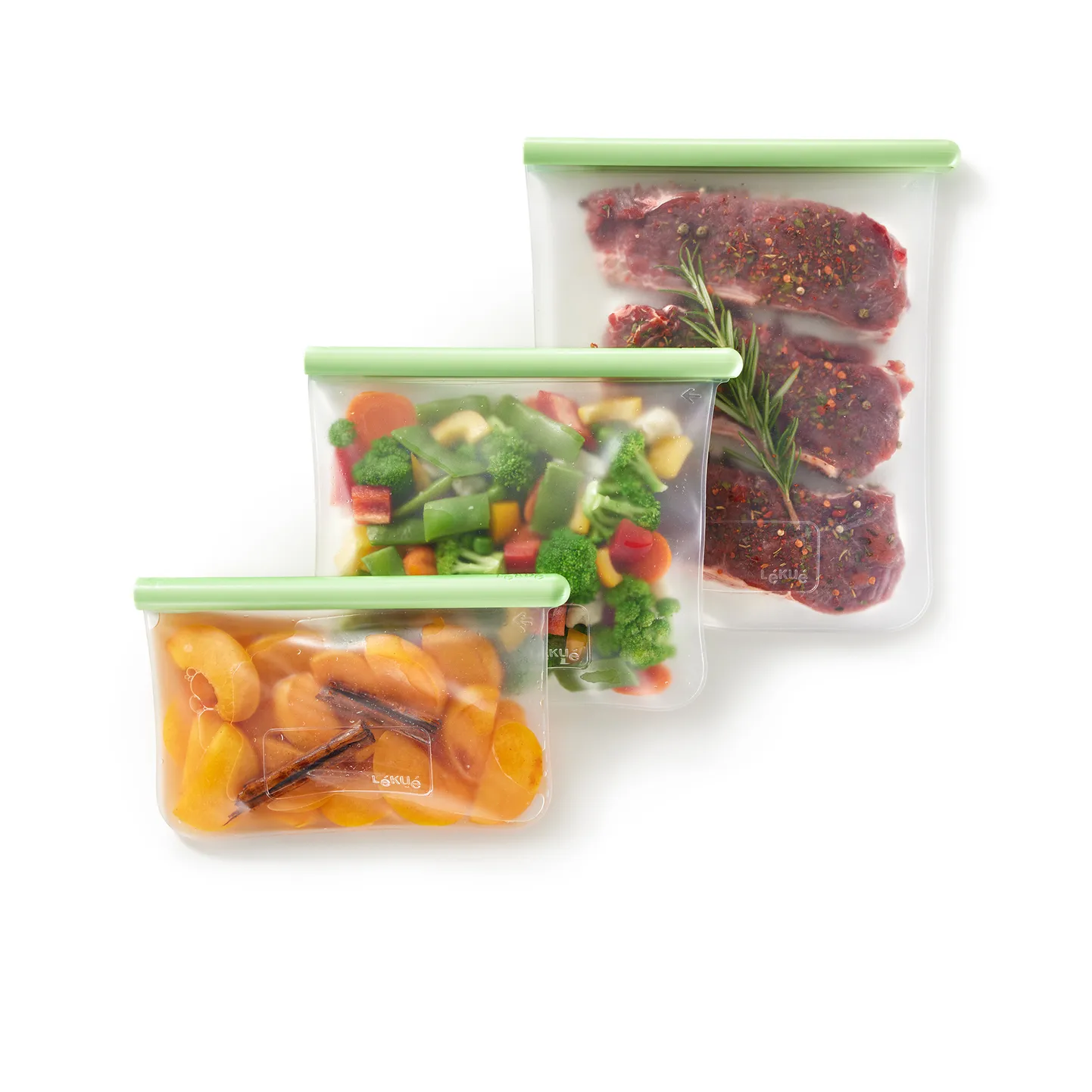 Lékué επίπεδη επαναχρησιμοποιήσιμη σακούλα πράσινη, M Lékué