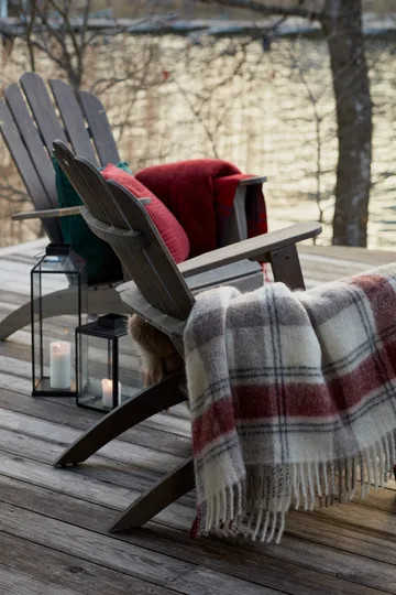 Καρό κουβέρτα από ανάμεικτο μοχέρ 130x170 εκ - Κόκκινο-μπεζ-λευκό - Lexington