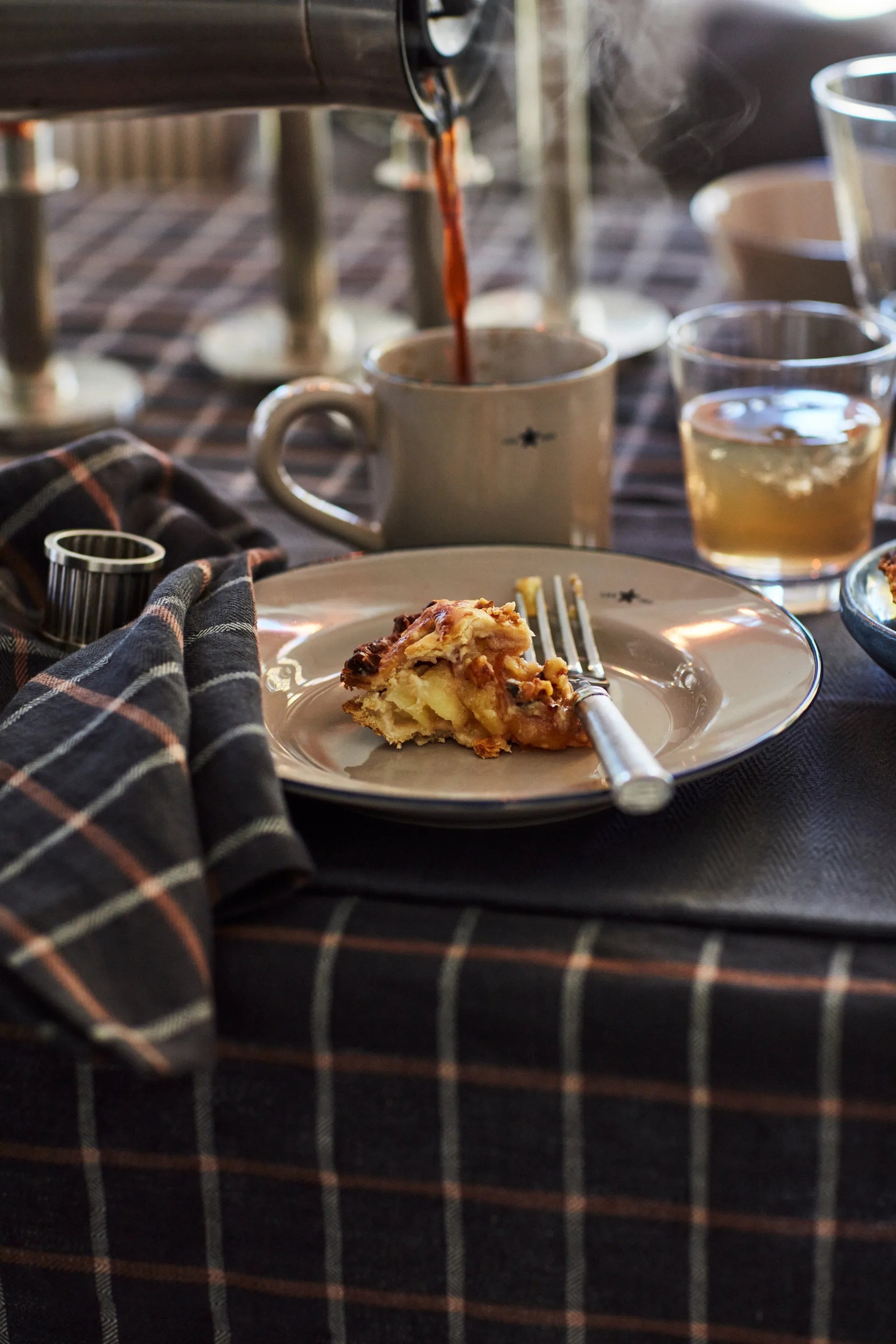 Καρό βαμβακερή λινή πετσέτα 50x50 cm, Dark grey-beige Lexington