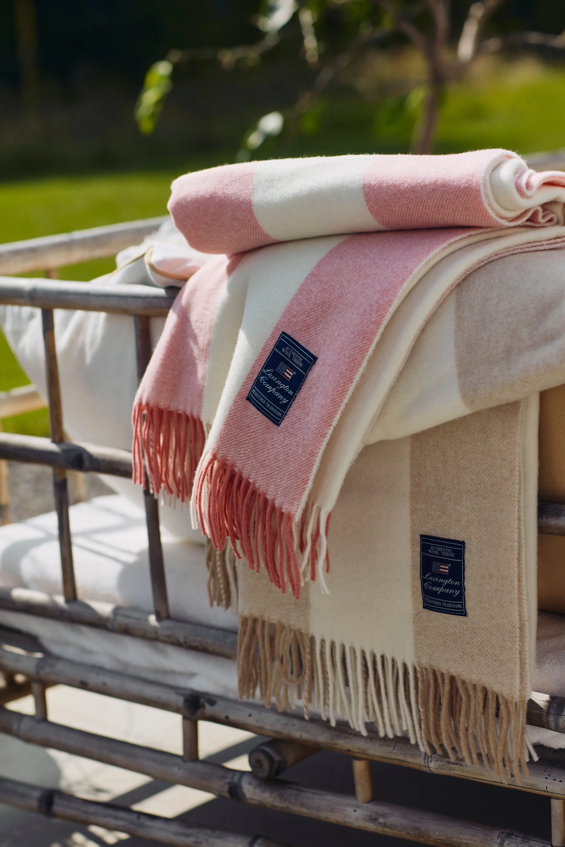 Block Striped Recycled μάλλινο ριχτάρι 130x170 cm, Βρώμη-Λευκό Lexington