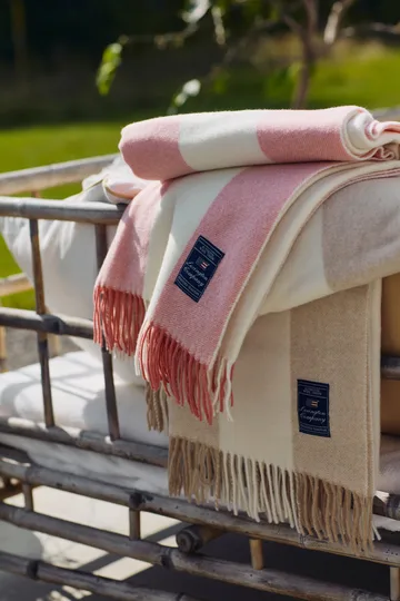 Block Striped Recycled μάλλινο ριχτάρι 130x170 cm - Βρώμη-Λευκό - Lexington