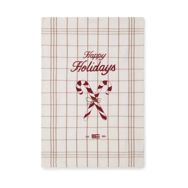 Candy Cane Organic Cotton Πετσέτα κουζίνας 50x70 εκ, Λευκό-μπεζ-γκρι Lexington