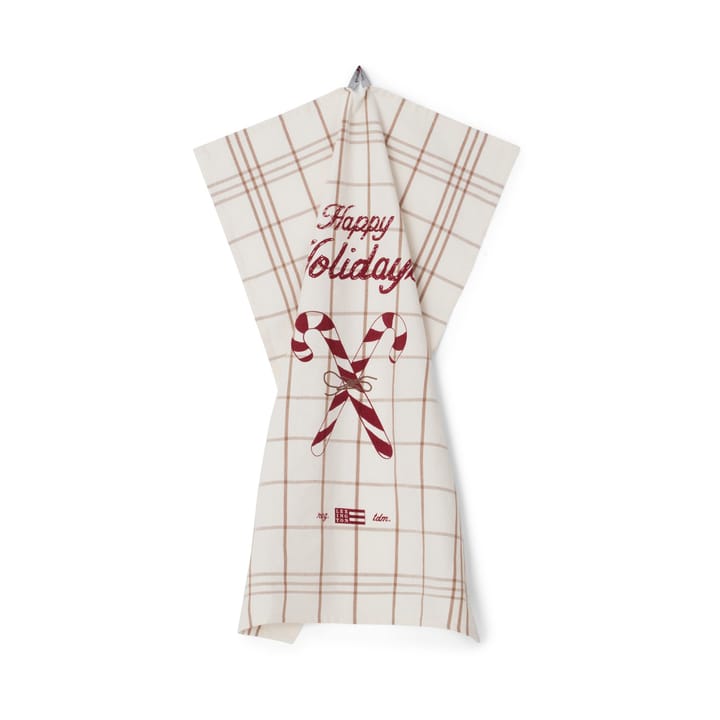 Candy Cane Organic Cotton Πετσέτα κουζίνας 50x70 εκ, Λευκό-μπεζ-γκρι Lexington