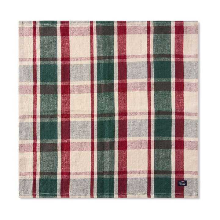 Checked λινό/βαμβάκι πετσέτα 50x50 cm - Green-red-beige - Lexington