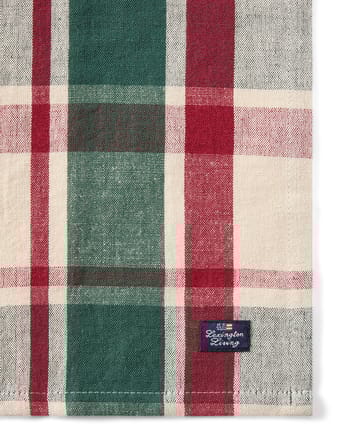 Checked λινό/βαμβάκι πετσέτα 50x50 cm - Green-red-beige - Lexington