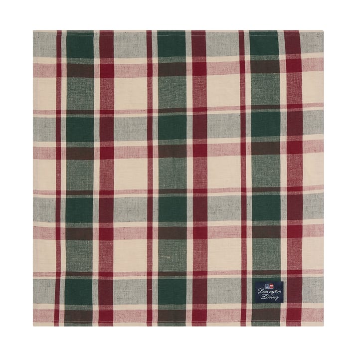 Checked λινό/βαμβάκι πετσέτα 50x50 cm, Green-red-beige Lexington