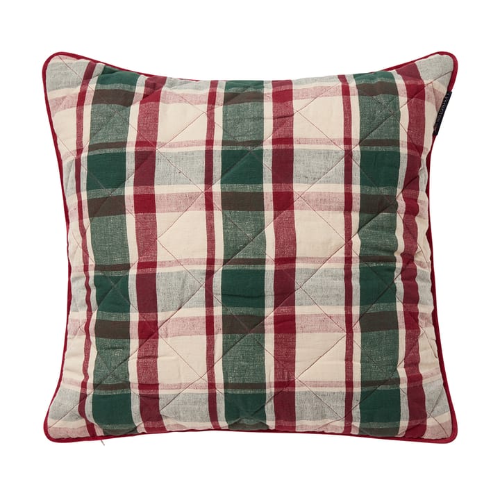 Checked καπιτονέ λινό/βαμβάκι μαξιλαροθήκη 50x50 cm - Green-red-beige - Lexington