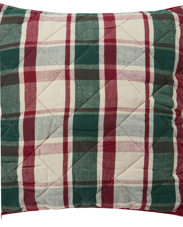 Checked καπιτονέ λινό/βαμβάκι μαξιλαροθήκη 50x50 cm, Green-red-beige Lexington