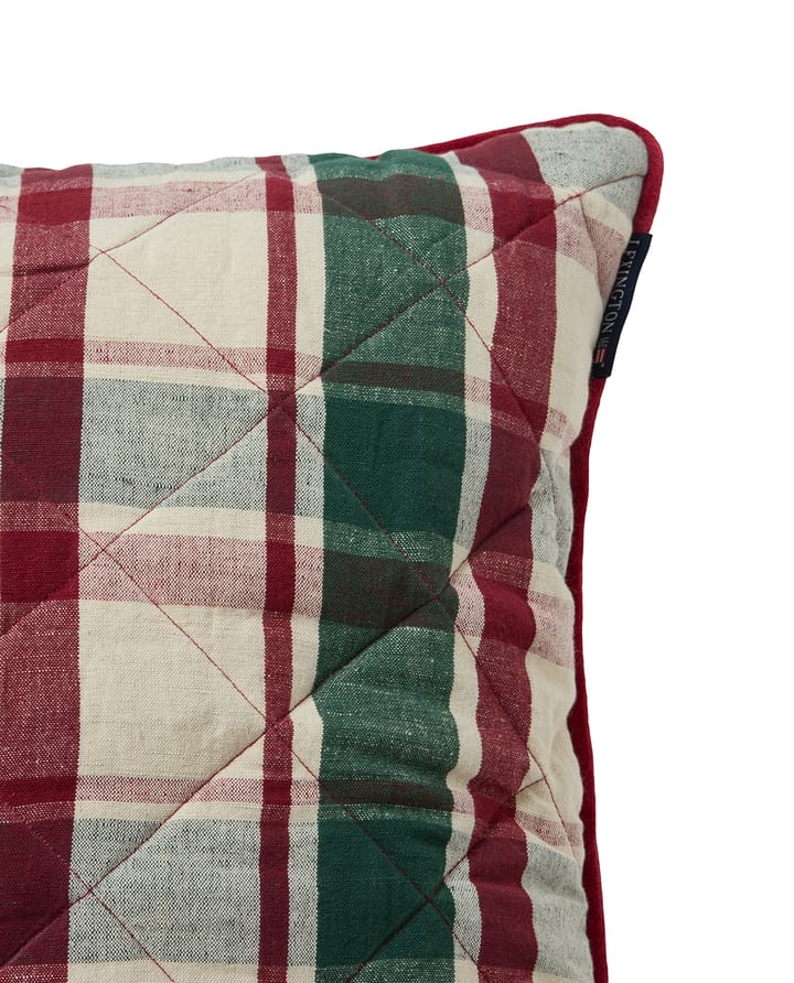 Checked καπιτονέ λινό/βαμβάκι μαξιλαροθήκη 50x50 cm, Green-red-beige Lexington