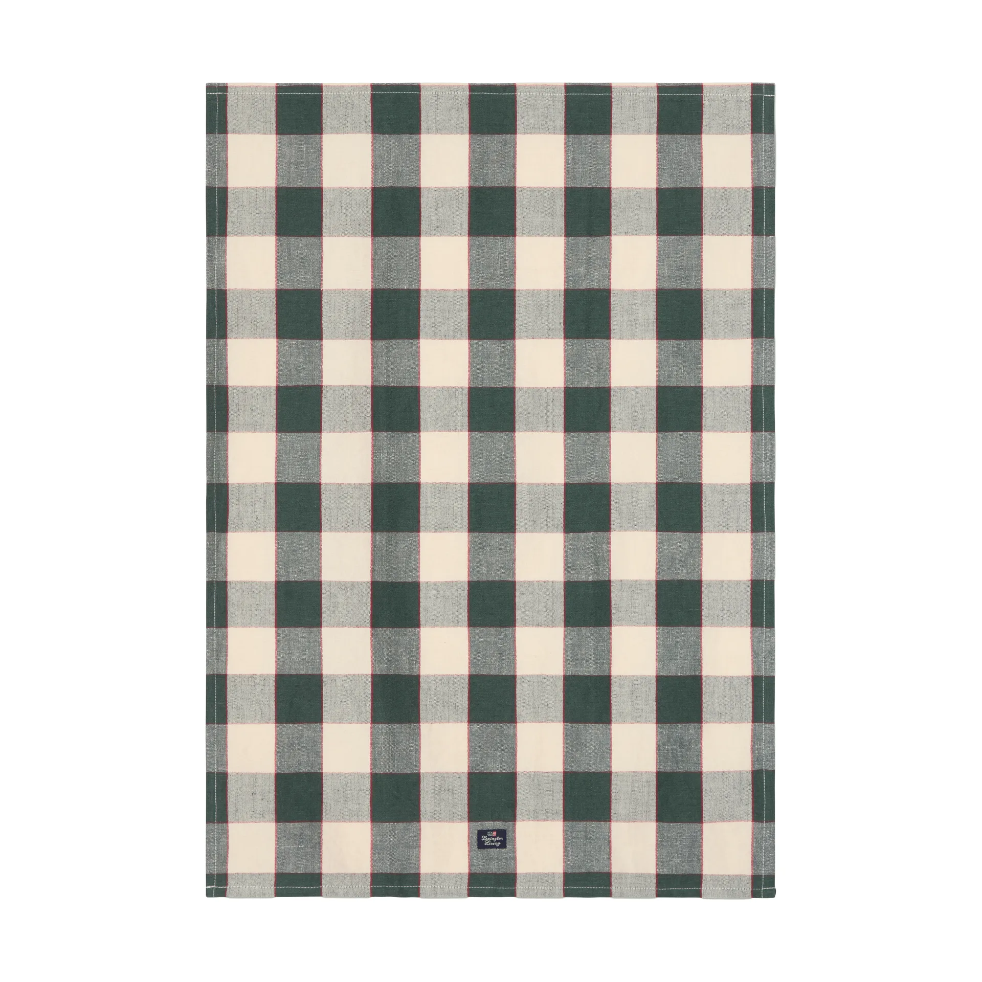 Checked λινό/βαμβάκι πετσέτα κουζίνας 50x70 εκ., Πράσινο-ανοιχτό μπεζ-κόκκινο Lexington