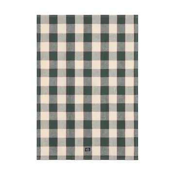 Checked λινό/βαμβάκι πετσέτα κουζίνας 50x70 εκ. - Πράσινο-ανοιχτό μπεζ-κόκκινο - Lexington